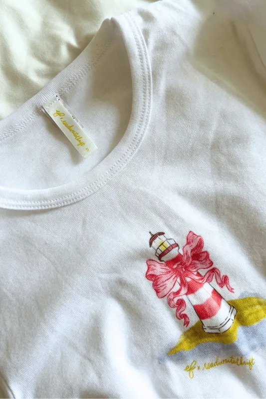 Imperfect Printed Lighthouse Tee White made by Eliza Faulkner
