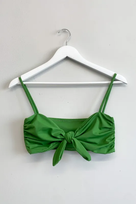 Sample Tie Front Bikini Top EF x EMNMAY Collab Green made by Eliza Faulkner