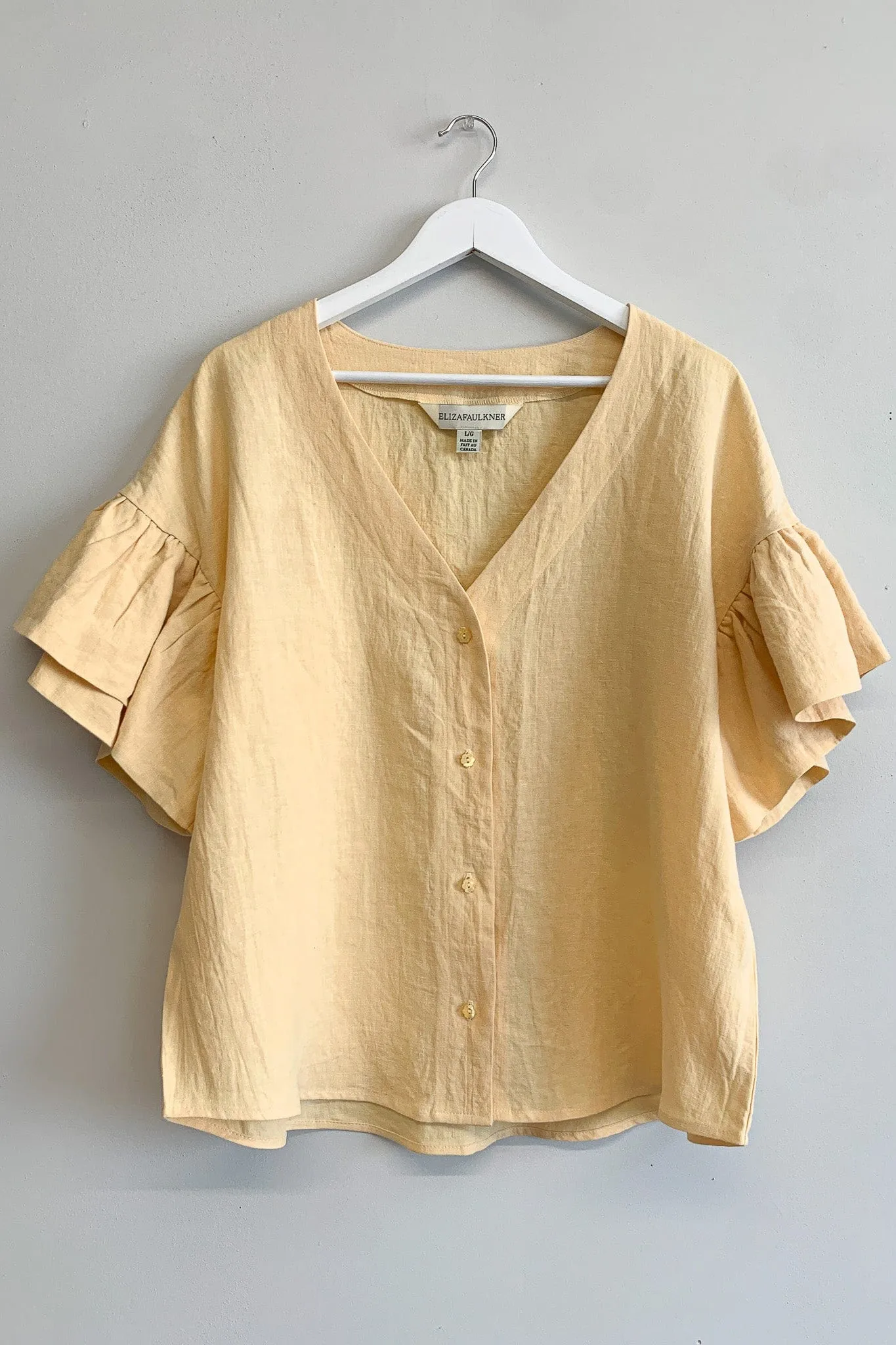 Imperfect Dottie Blouse Yellow Linen sold by Eliza Faulkner product image thumbnail 4