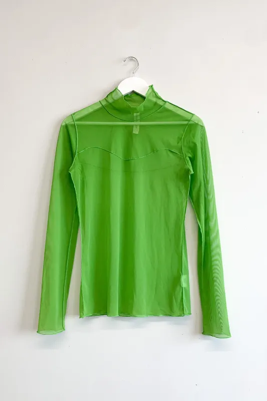 Pre-loved Wave Mesh Turtleneck Green - Size: S sold by Eliza Faulkner