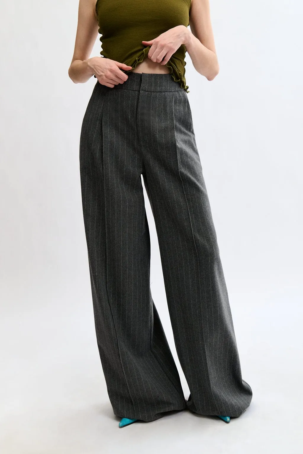 Lavoy Pant Grey Pinstripe sold by Eliza Faulkner