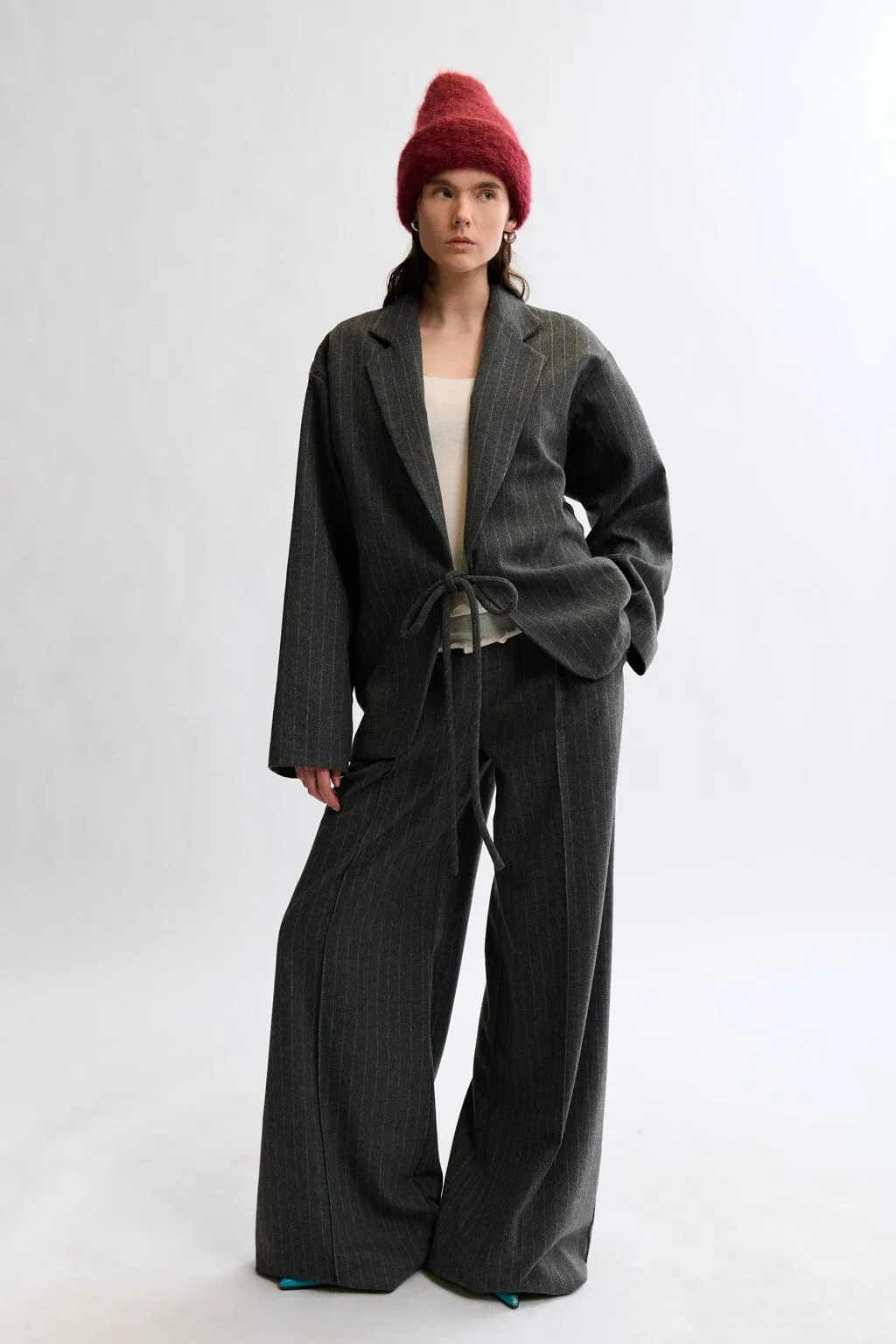 Mara Coat Grey pinstripe sold by Eliza Faulkner product image thumbnail 3