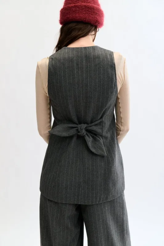 Juliette Vest Grey Pinstripe made by Eliza Faulkner