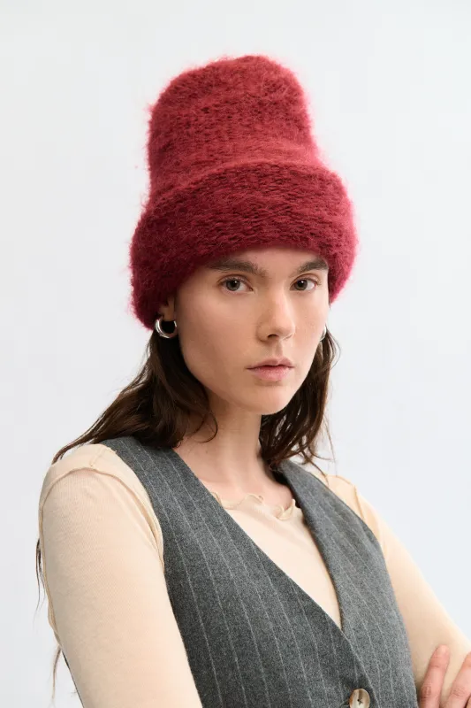 Heirloom Hat Cloud Mohair Beanie Burgundy made by Heirloom Hats