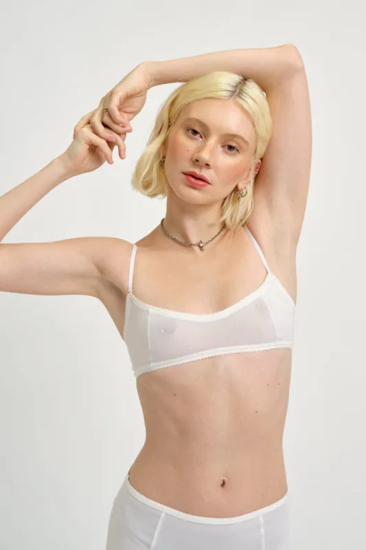 Ruby Bralette White Mesh sold by Eliza Faulkner