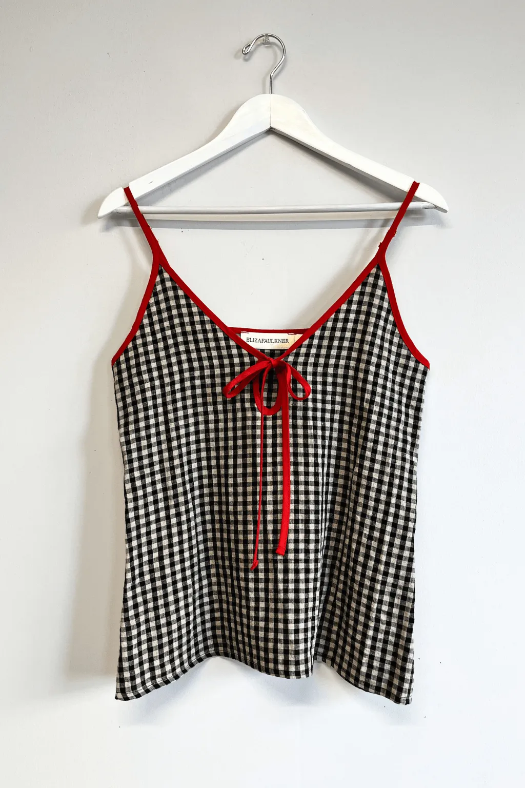 Pre-loved Cami Slip Tank Black Gingham - Size S sold by Eliza Faulkner