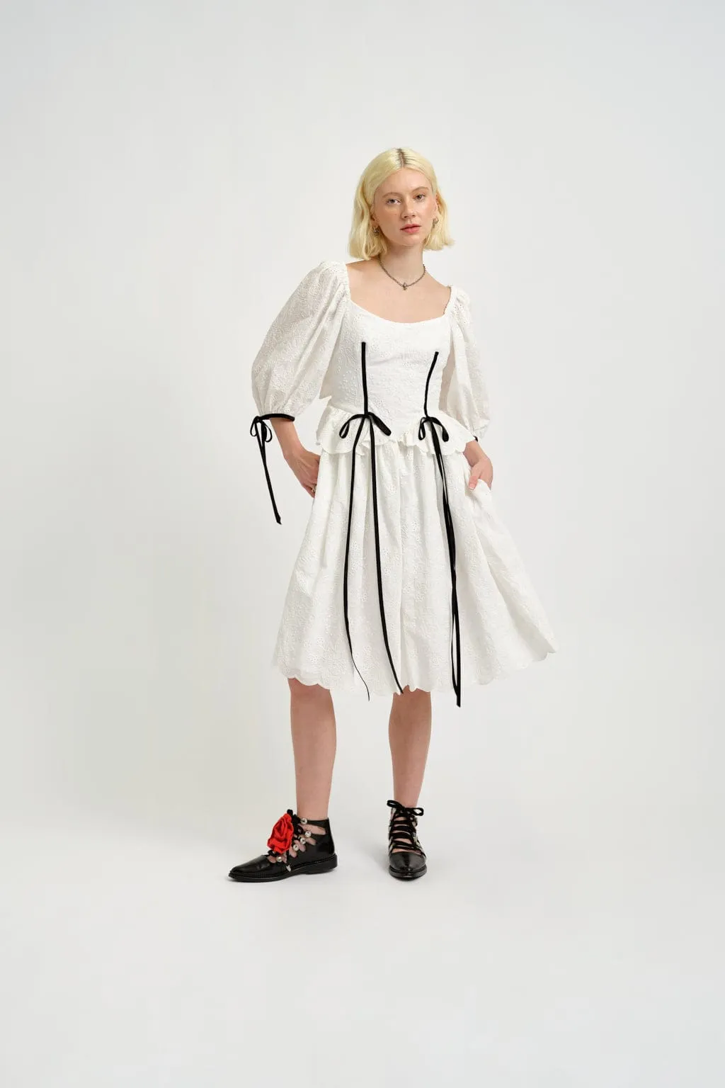 Pre-Loved Pascale Dress White Eyelet - Size XS sold by Eliza Faulkner