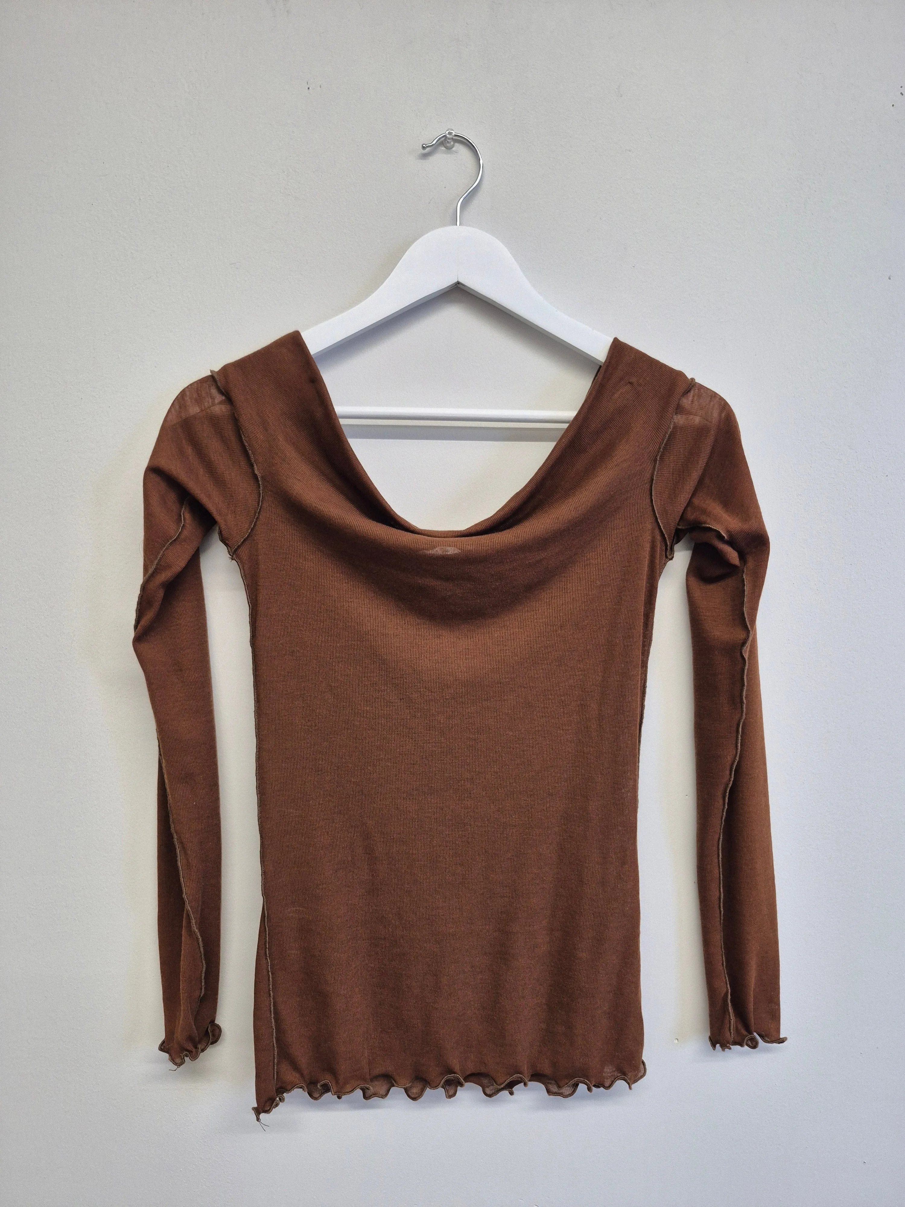 Sample Longsleeve Off-Shoulder Microknit Brown sold by Eliza Faulkner product image thumbnail 2