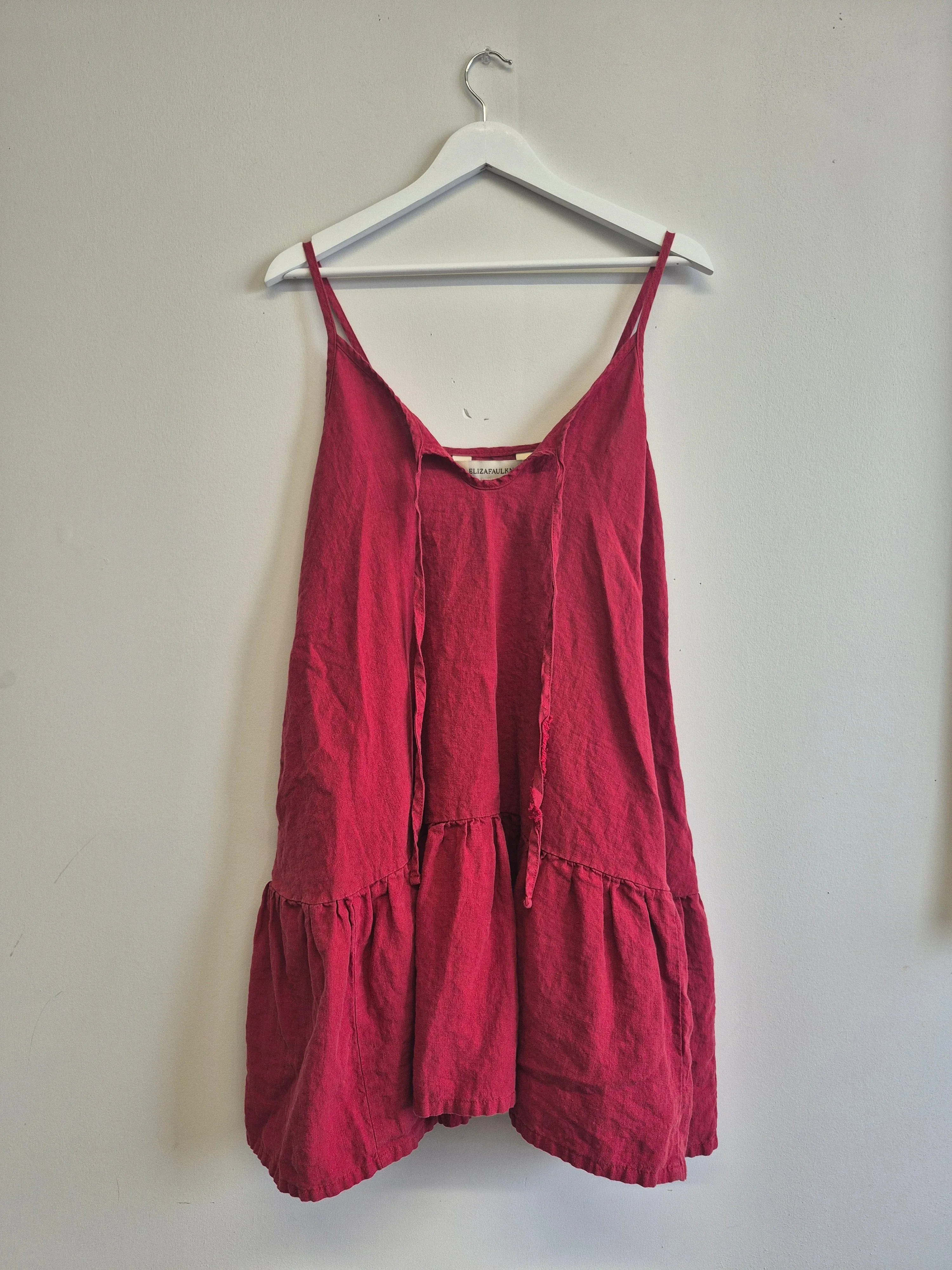 Imperfect Kaia Dress Maroon Linen sold by Eliza Faulkner product image thumbnail 2