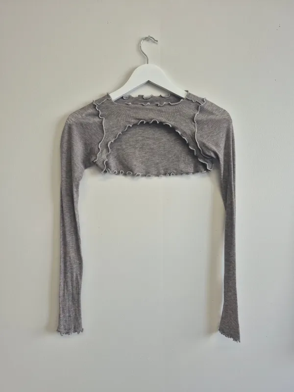Sample Microknit Shrug Grey made by Eliza Faulkner