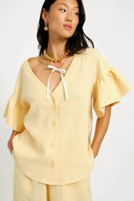 Sample Dottie Blouse Butter Yellow Linen made by Eliza Faulkner