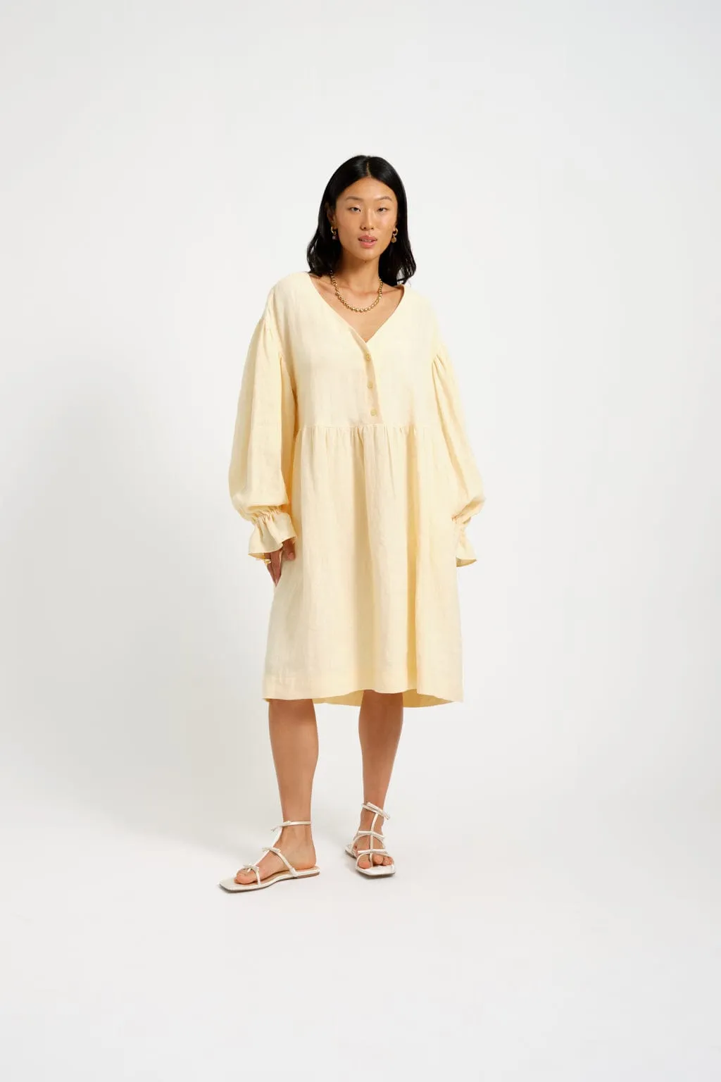 Sample Heather Dress Butter Yellow Linen sold by Eliza Faulkner