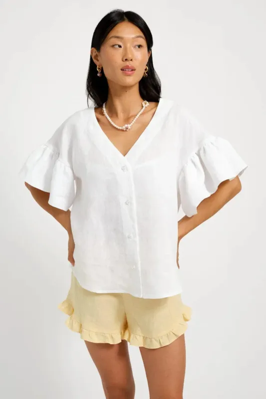 Sample Dottie Blouse White Linen made by Eliza Faulkner