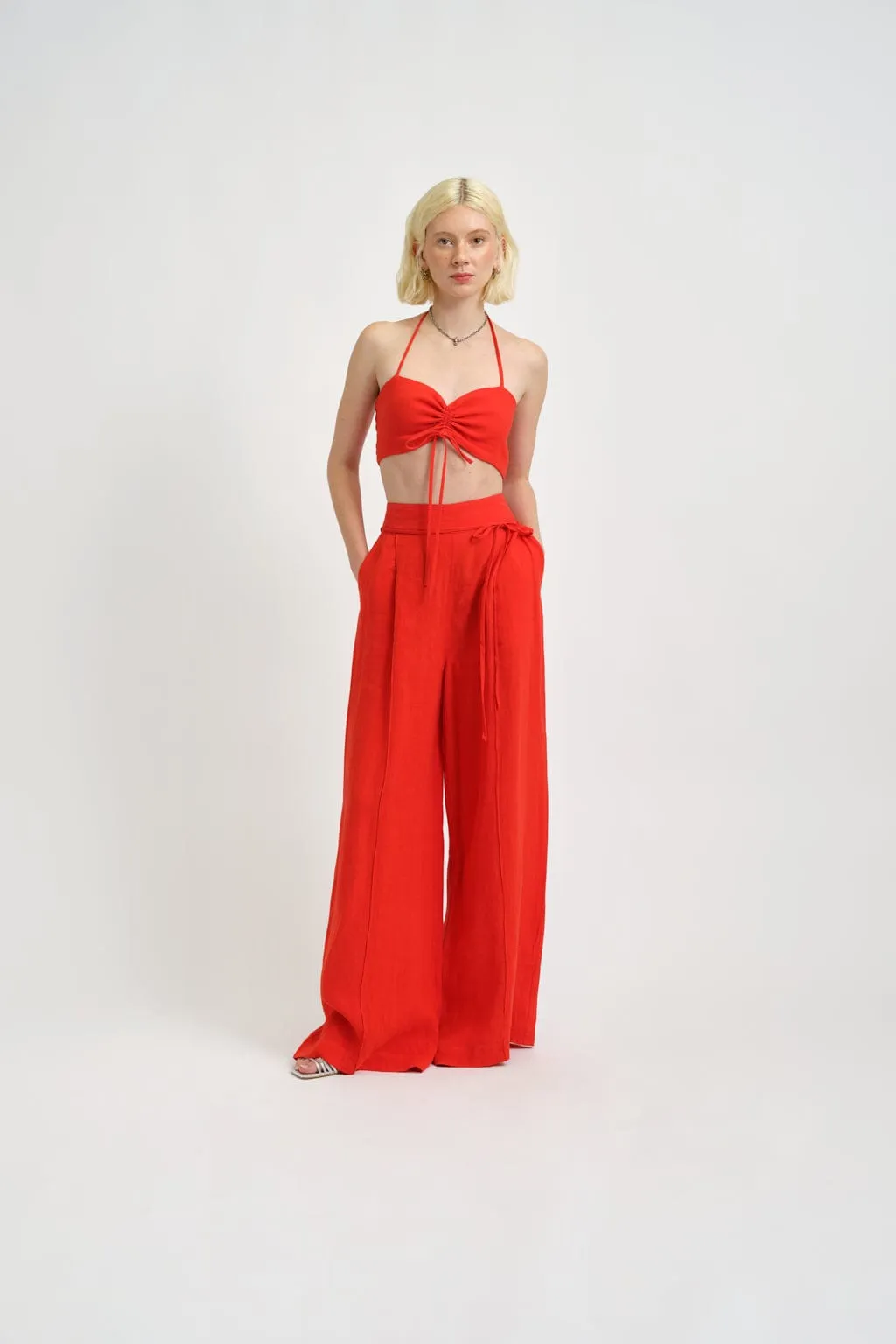Sample Romy Pant Red Linen sold by Eliza Faulkner