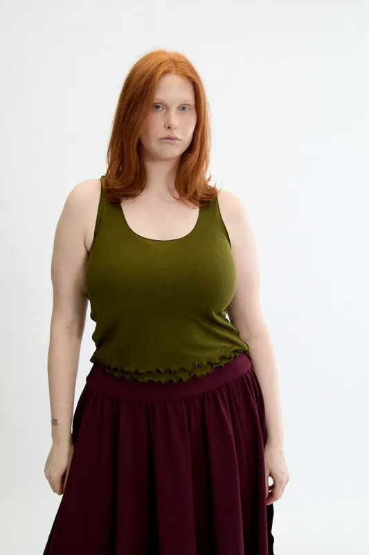 Imperfect Becca Tank Dark Green made by Eliza Faulkner
