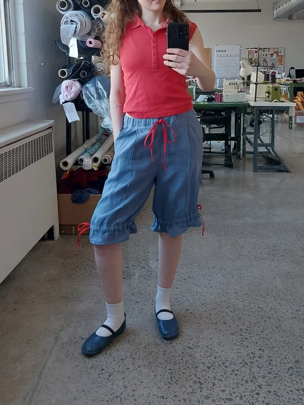 Sample Babette Shorts Blue Linen made by Eliza Faulkner