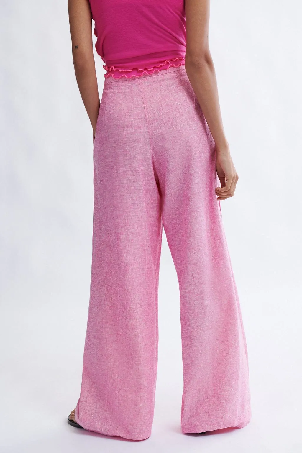 Miranda Trouser in Bubblegum Linen Blend sold by Eliza Faulkner product image thumbnail 2