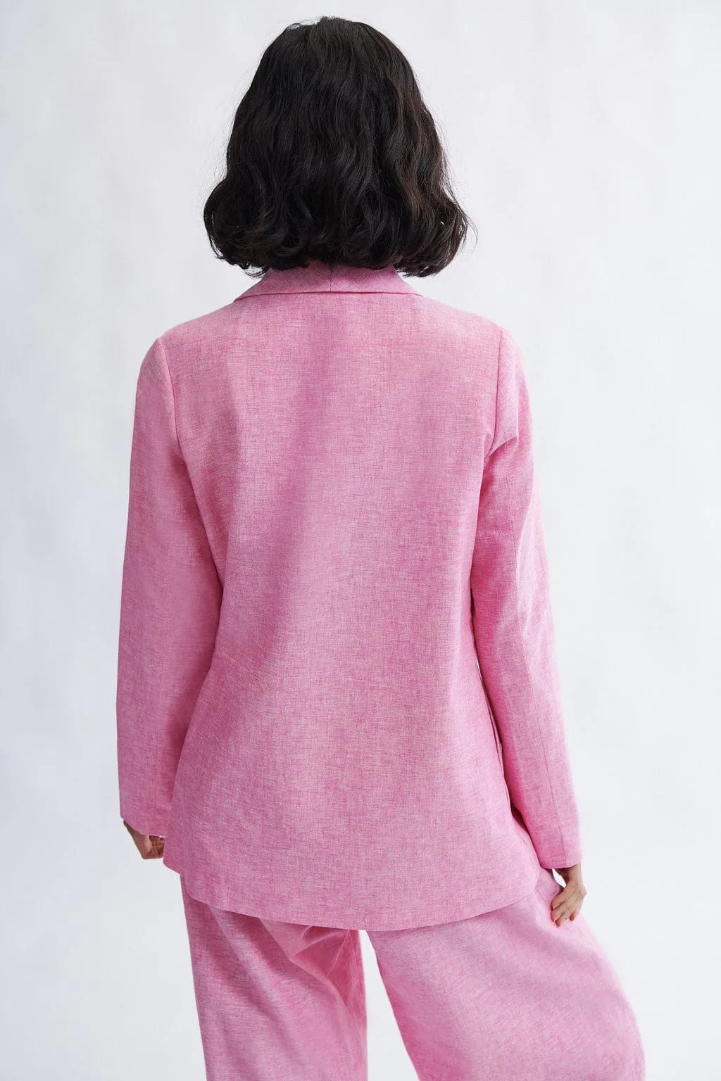 Blythe Blazer in Bubblegum Linen Blend sold by Eliza Faulkner product image thumbnail 3