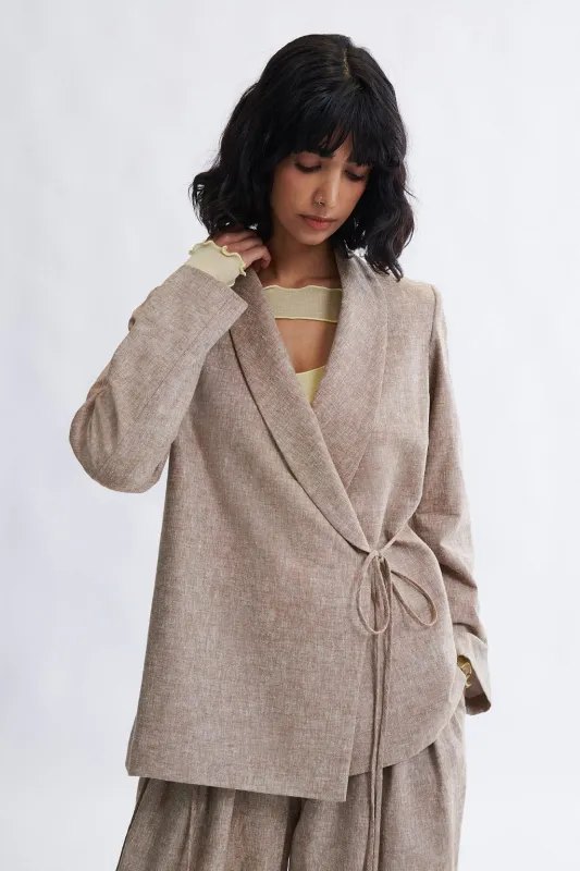 Blythe Blazer in Biscuit Linen Blend made by Eliza Faulkner