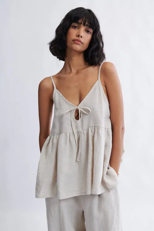 Camille Tank Top in Natural Linen made by Eliza Faulkner