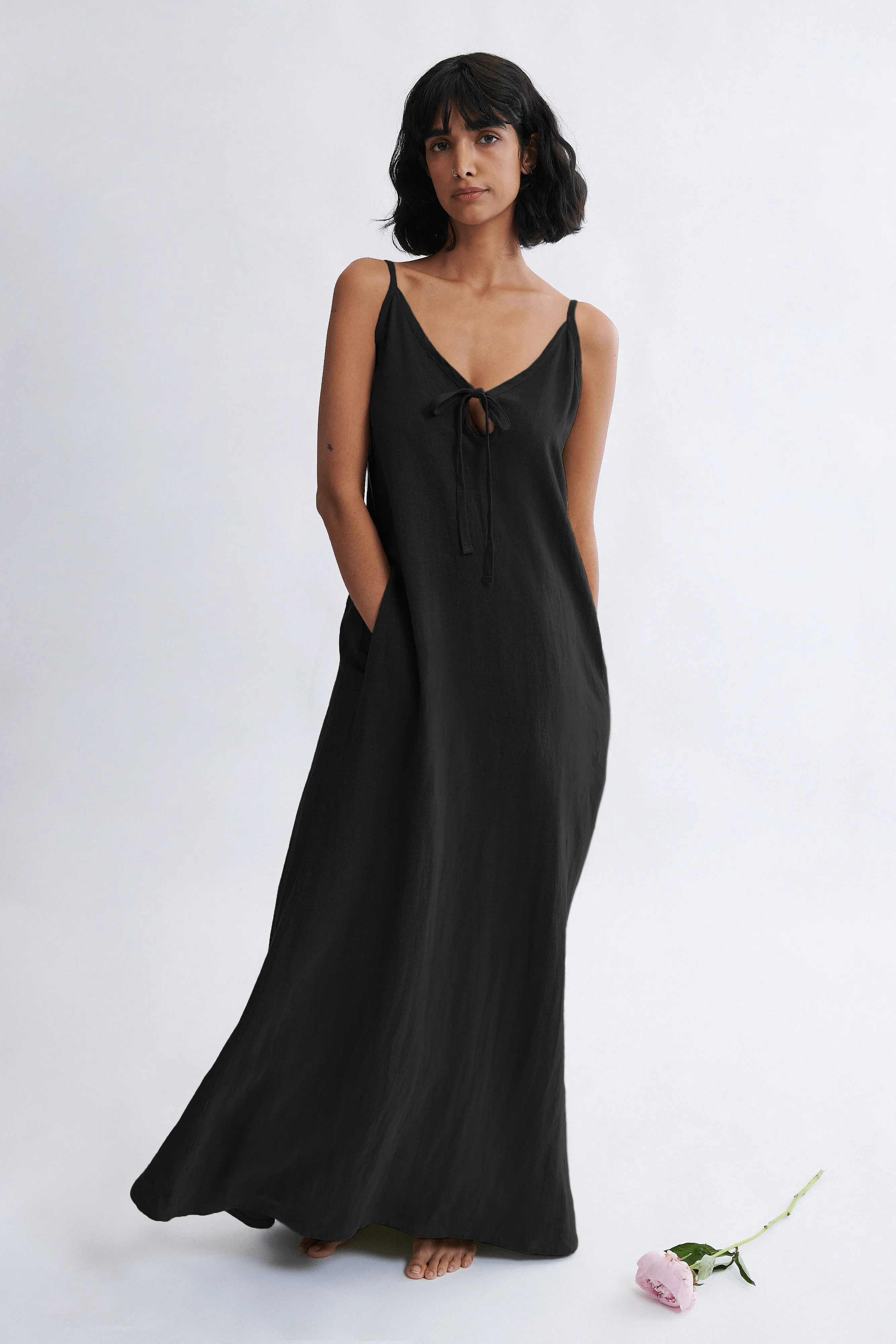 Ivy Maxi Dress in Black Linen sold by Eliza Faulkner