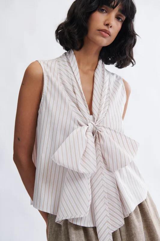 Annette Blouse in Cream Stripe made by Eliza Faulkner