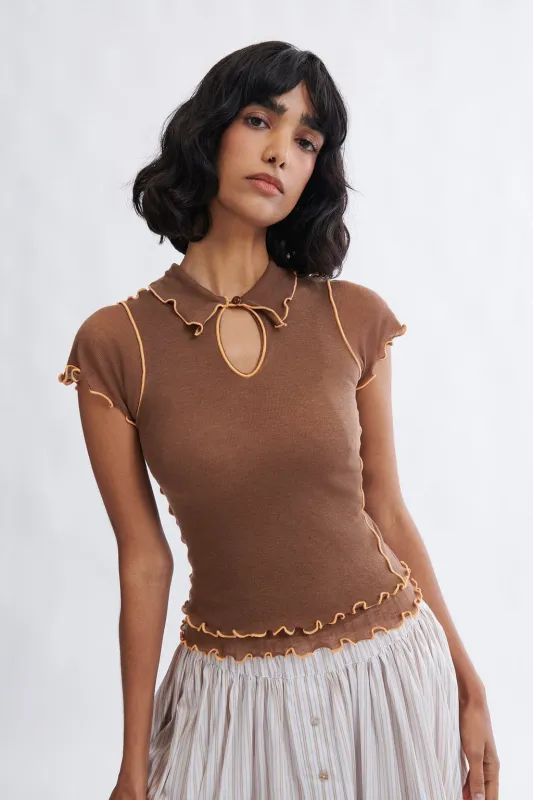 Percy Polo Top in Chocolate made by Eliza Faulkner