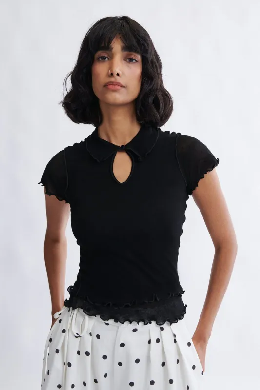 Percy Polo Top in Black made by Eliza Faulkner