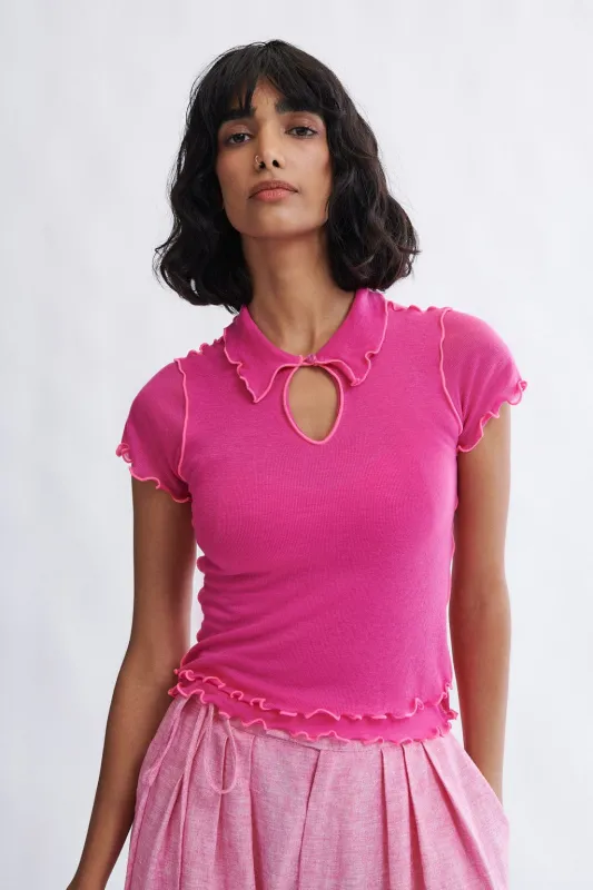 Percy Polo Top in Raspberry made by Eliza Faulkner