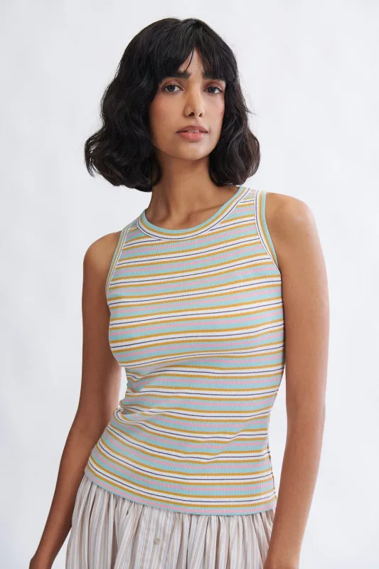 Linnea Tank in Off White Stripe made by Eliza Faulkner