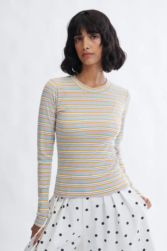 Jamie Top in Off White Stripe made by Eliza Faulkner