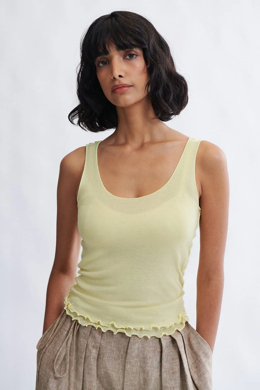Becca Tank in Banana sold by Eliza Faulkner