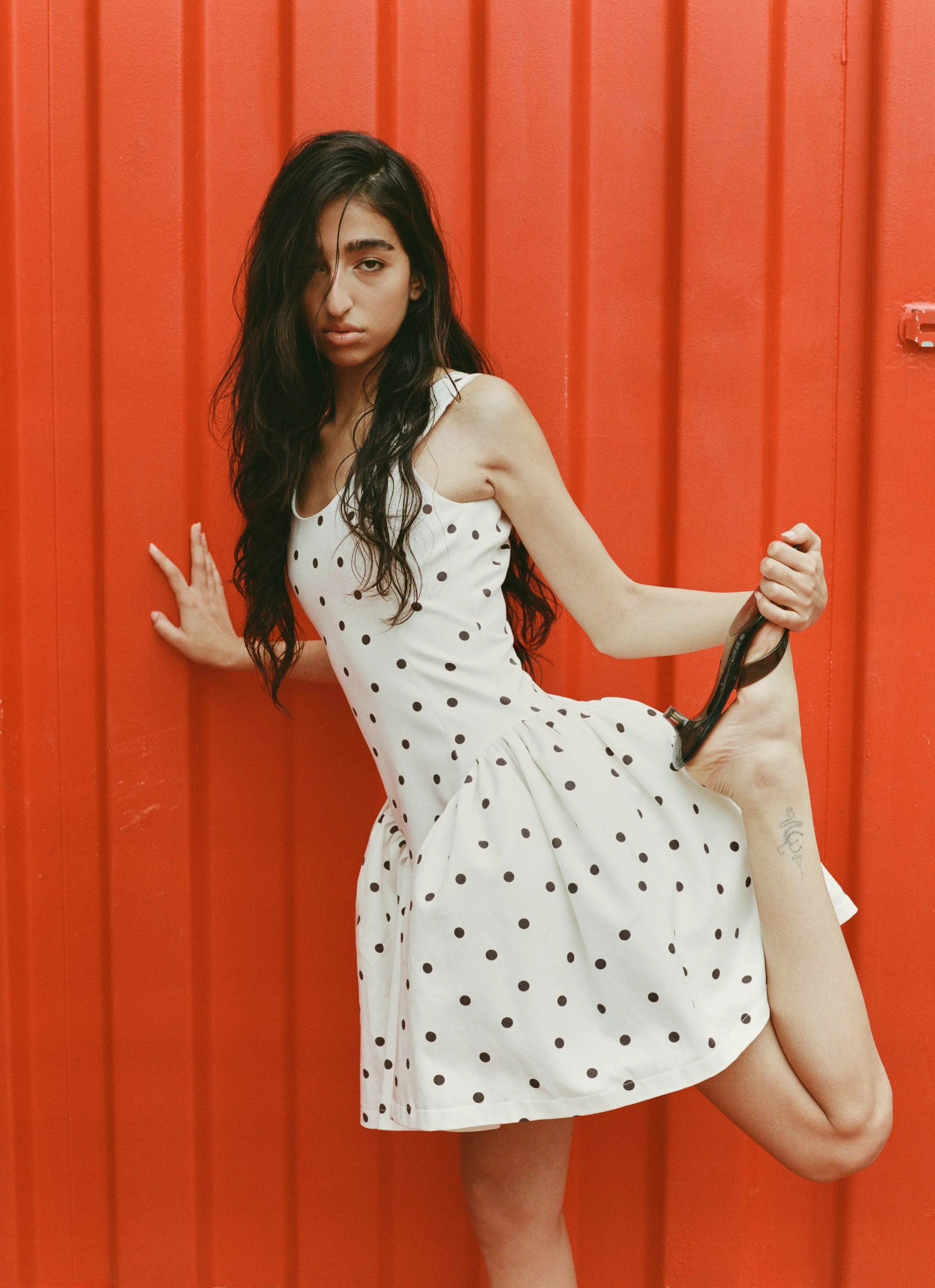 Poppy Polka Dot Dress in Cookies and Cream sold by Eliza Faulkner product image thumbnail 2