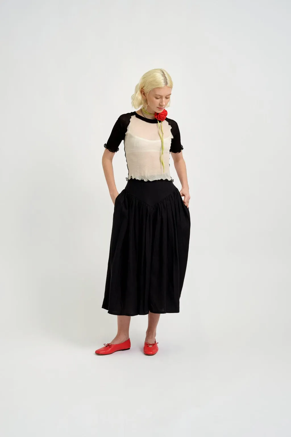 Lucille Skirt in Black Linen sold by Eliza Faulkner product image thumbnail 3