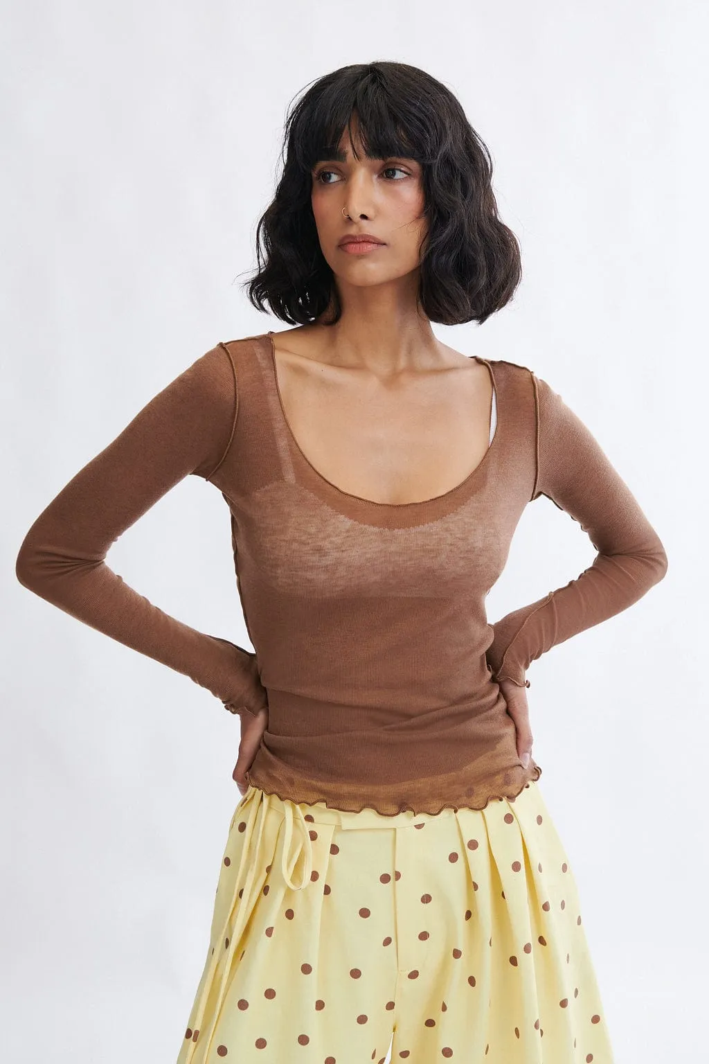 Carla Top in Chocolate sold by Eliza Faulkner