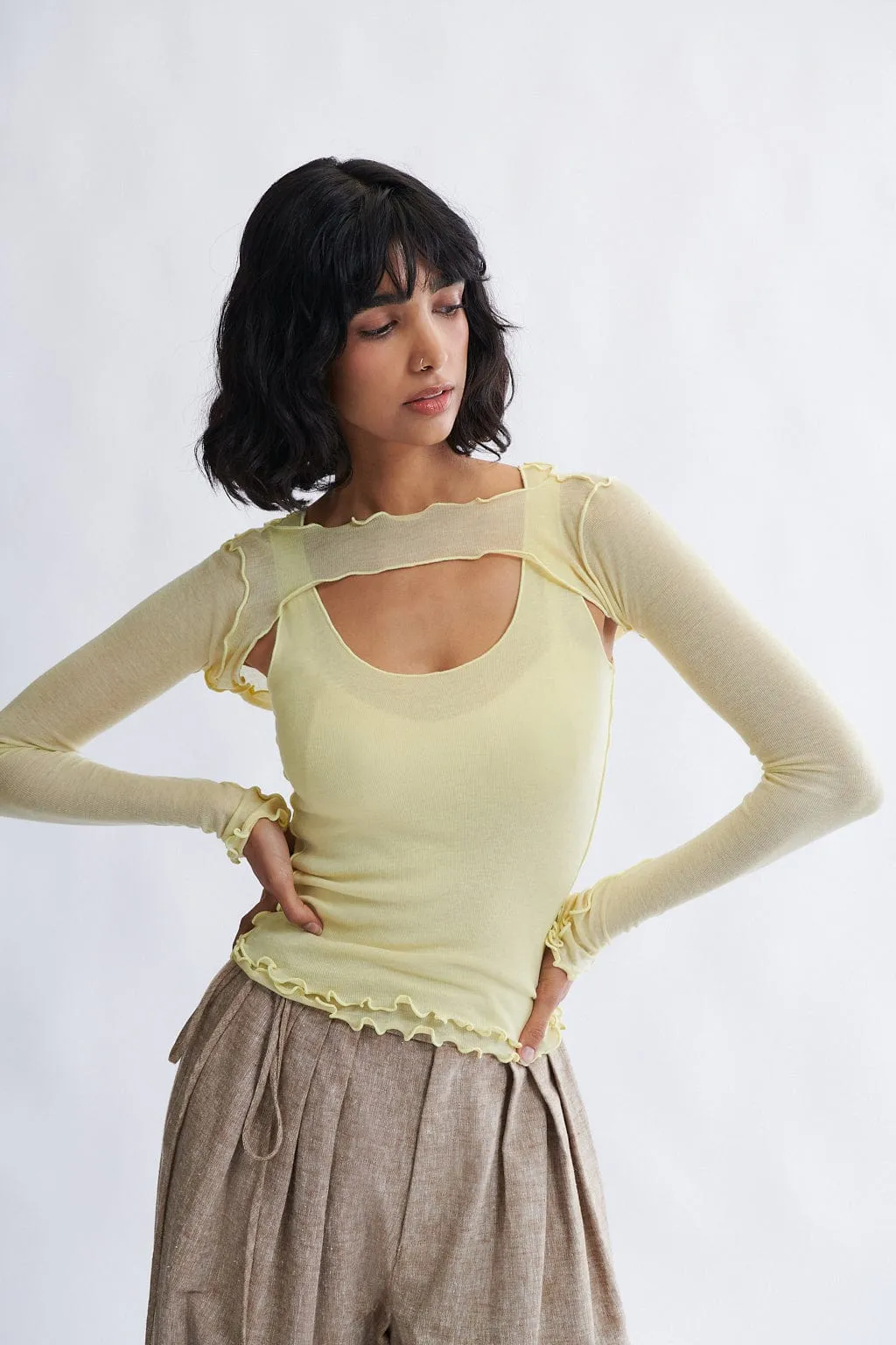 Quincy Shrug Set in Banana sold by Eliza Faulkner