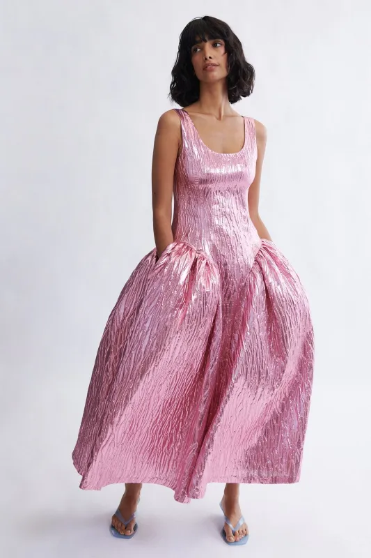 Vivienne Maxi Dress in Pink Metallic made by Eliza Faulkner