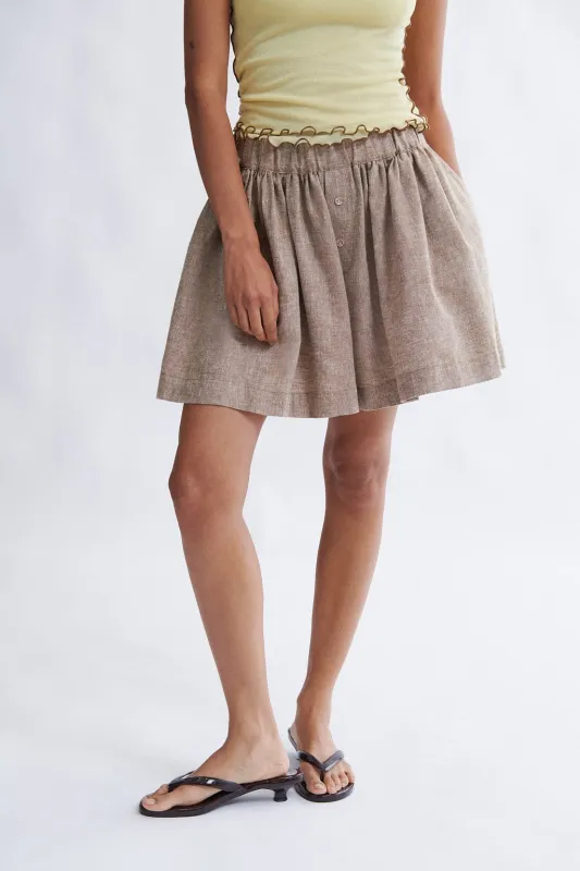 Jeanette Short in Biscuit Linen Blend made by Eliza Faulkner