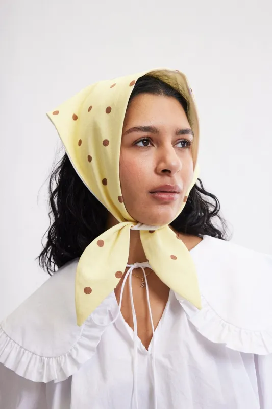 Polka Dot Headscarf in Banana Split made by Eliza Faulkner
