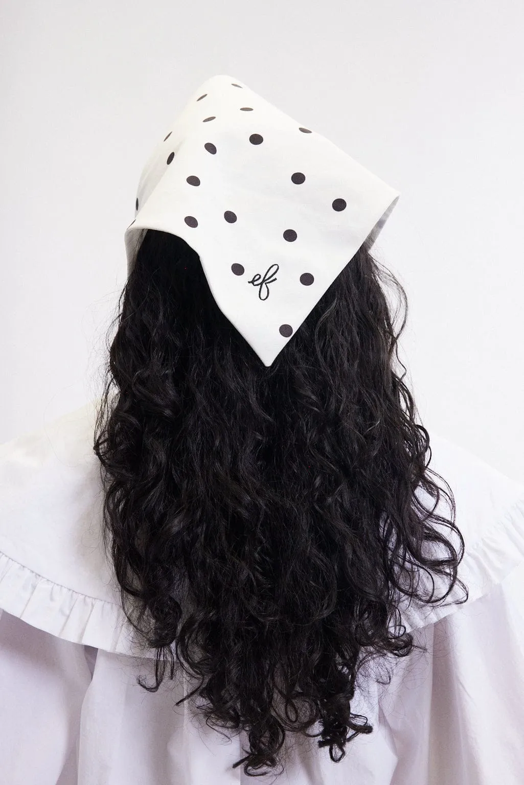 Polka Dot Headscarf in Cookies and Cream sold by Eliza Faulkner product image thumbnail 3
