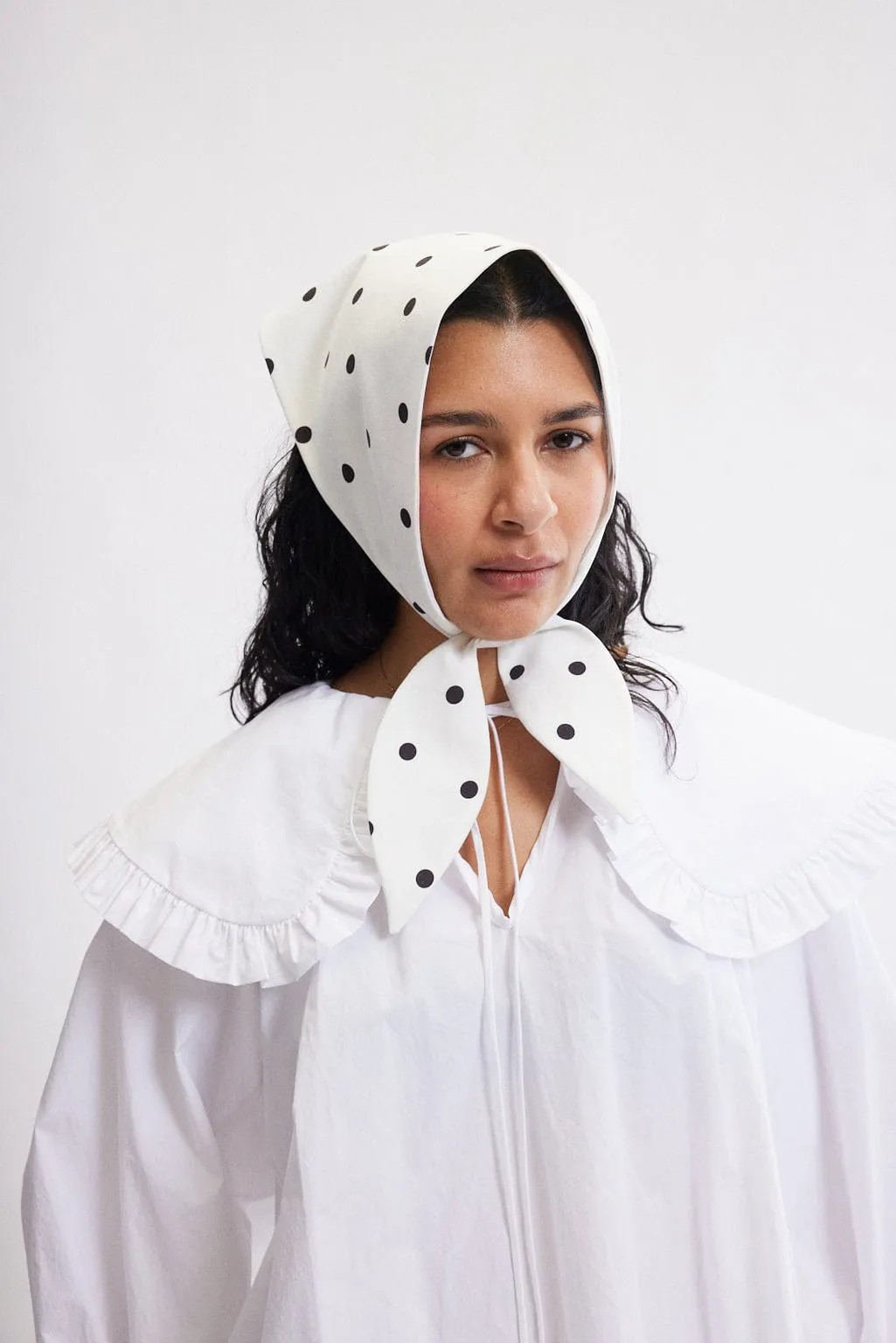 Polka Dot Headscarf in Cookies and Cream sold by Eliza Faulkner