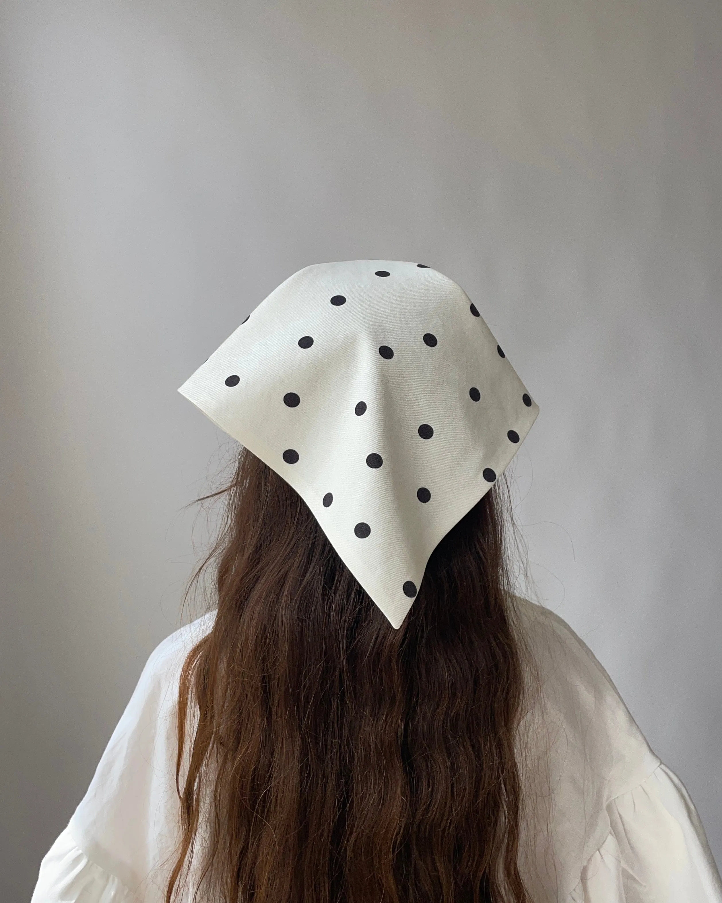 Polka Dot Headscarf in Cookies and Cream sold by Eliza Faulkner product image thumbnail 5