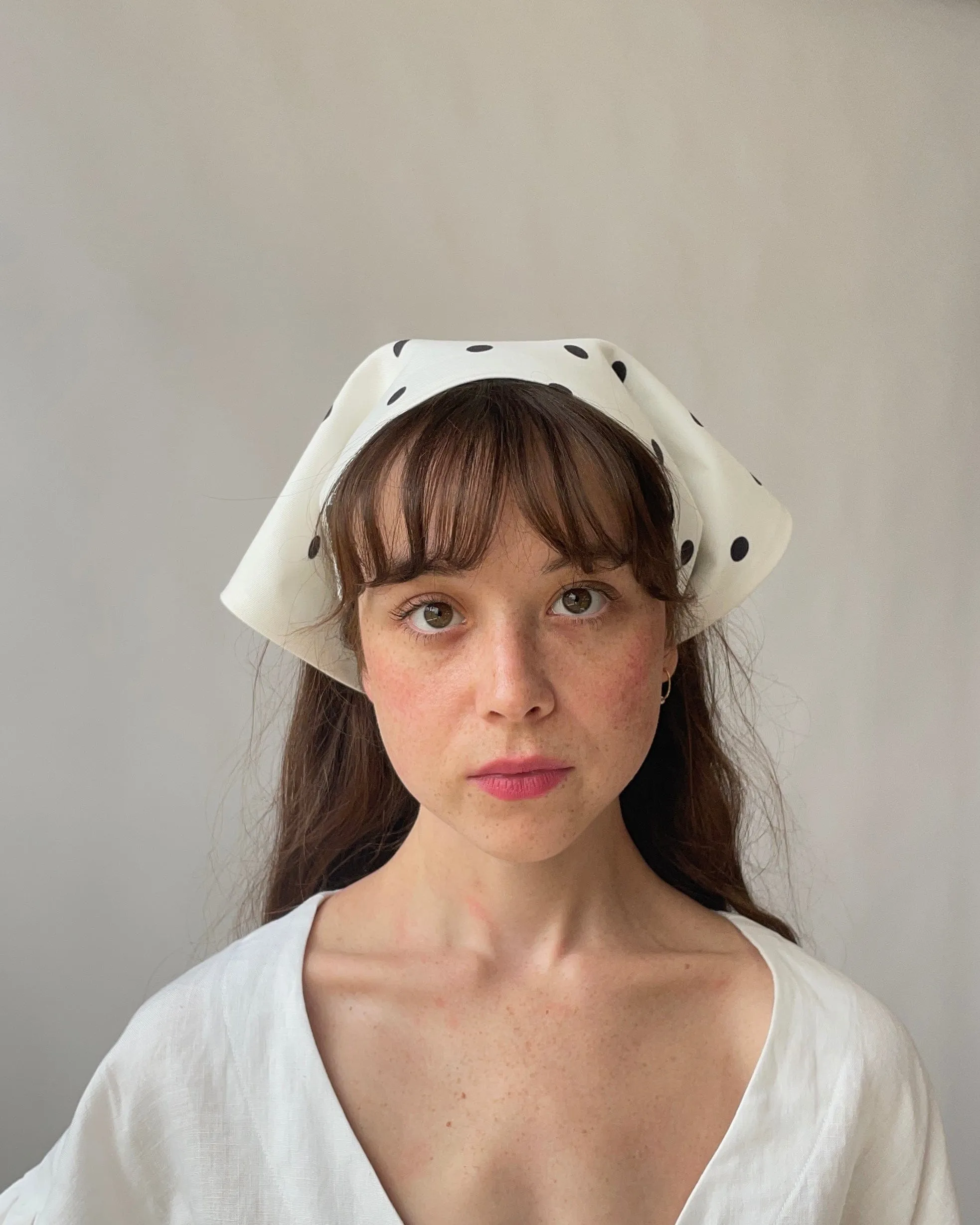 Polka Dot Headscarf in Cookies and Cream sold by Eliza Faulkner product image thumbnail 4