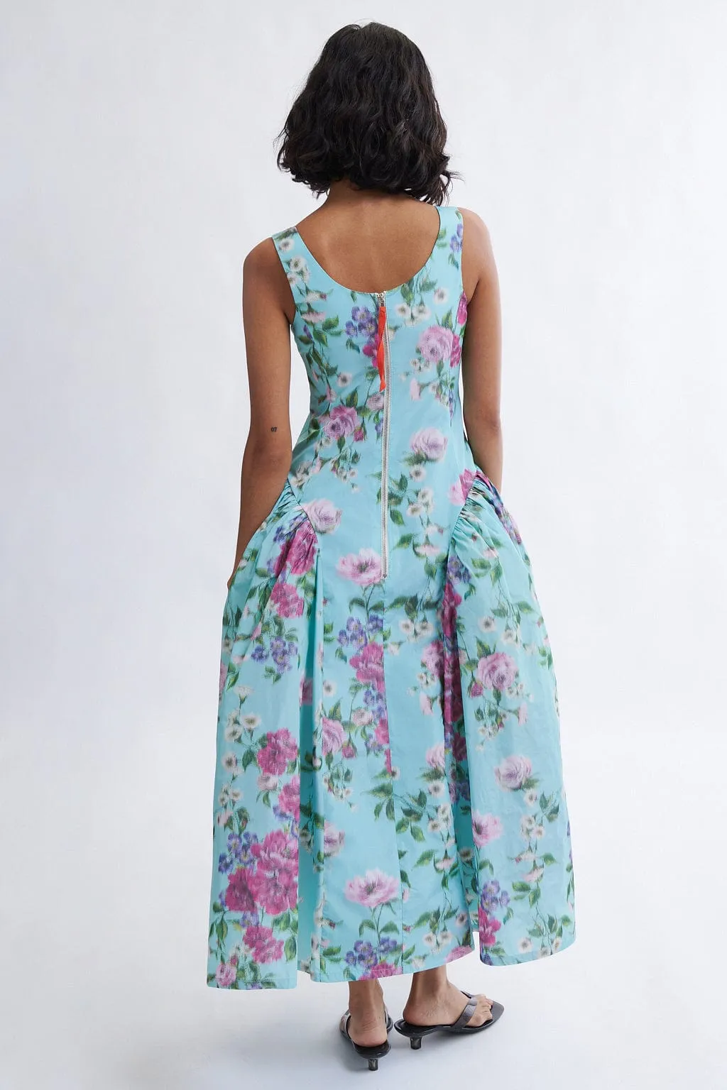 Vivienne Maxi Dress in Aqua Floral Taffeta sold by Eliza Faulkner product image thumbnail 4