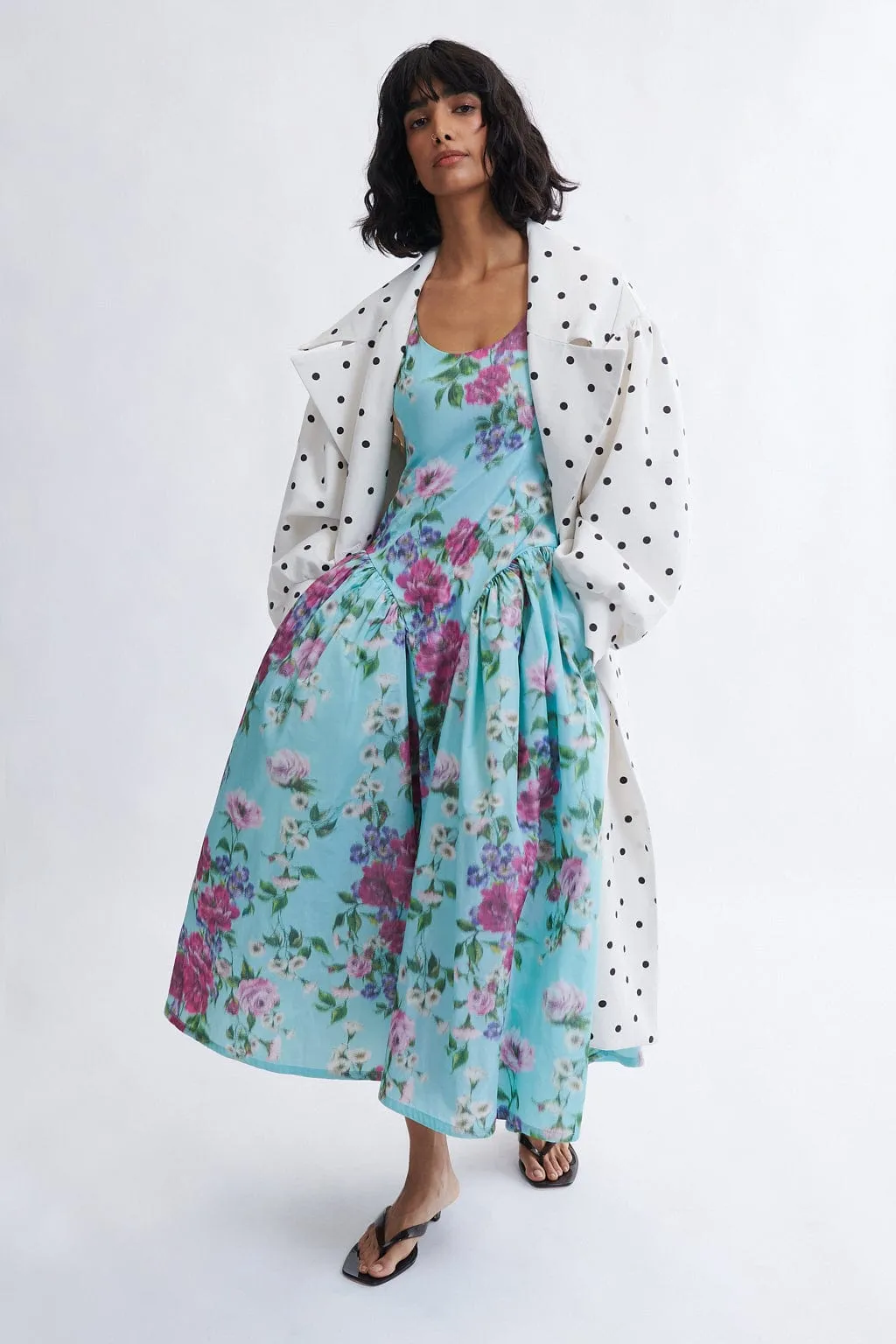 Vivienne Maxi Dress in Aqua Floral Taffeta sold by Eliza Faulkner product image thumbnail 5