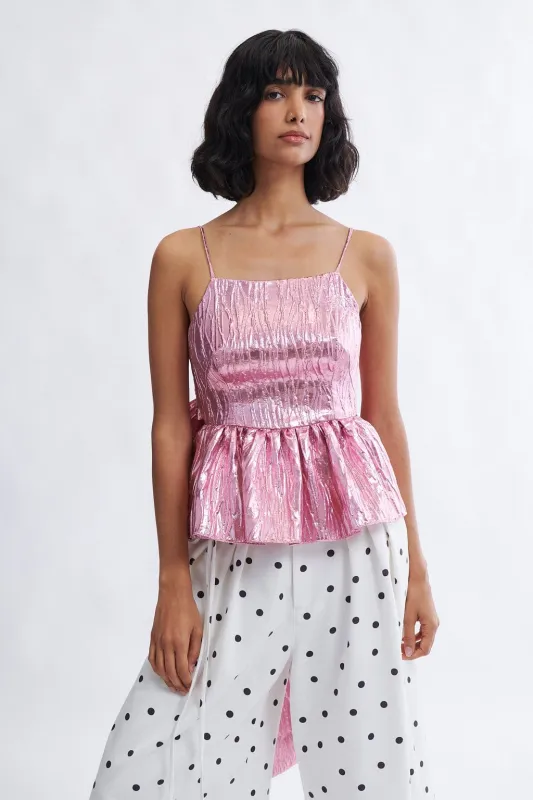 Agnes Top in Pink Metallic made by Eliza Faulkner