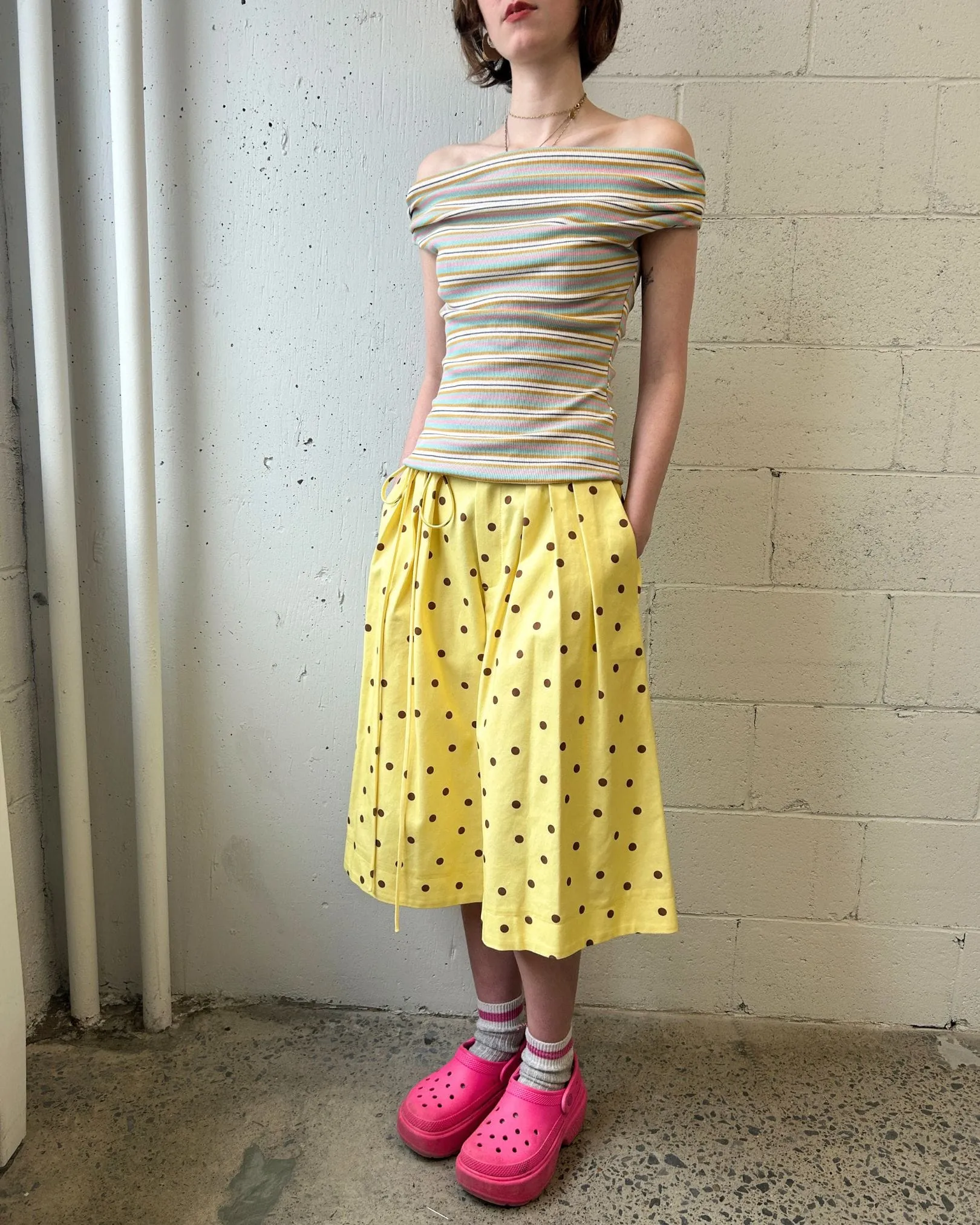 Juniper Off-Shoulder Top in White Stripe sold by Eliza Faulkner product image thumbnail 2
