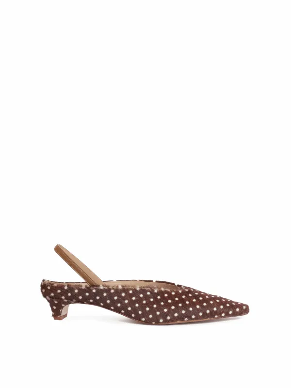 Floresta Slingback Mule in Brown Polka Dots made by Eliza Faulkner
