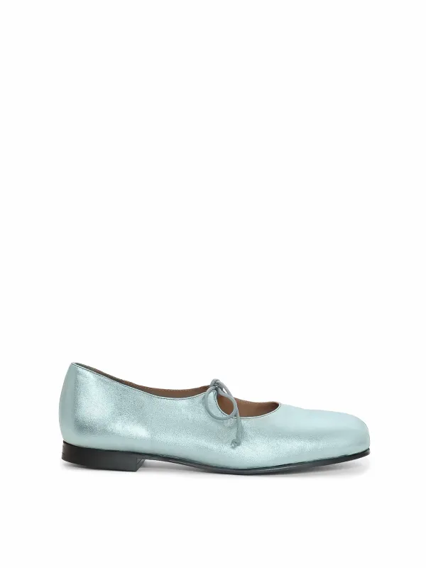 Gaia Ballet Flat in Blue Metallic made by Eliza Faulkner