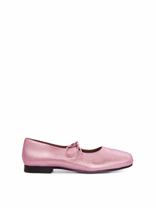 Gaia Ballet Flat in Pink Metallic made by Eliza Faulkner